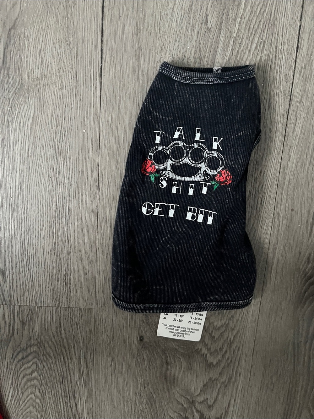 adidas Black Dog Tee with Brass Knuckle & Rose Graphic